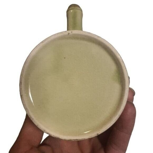 BALDELLI MCM Glazed Art Pottery Bamboo Coffee Mug Tea Cup Chartreuse Green Vtg - Picture 6 of 6